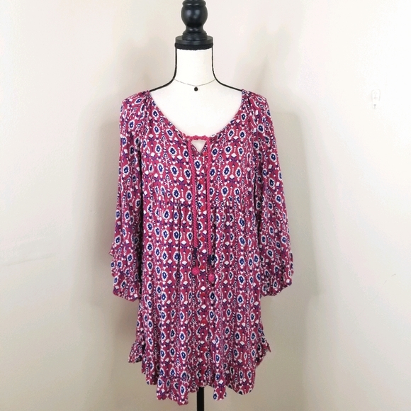O'Neill Dresses & Skirts - Oneill boho tribal print button front dress M L